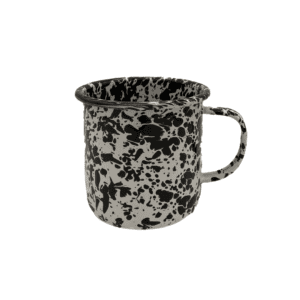 Enamel mug in black and white