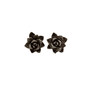 Succulent stud earrings, silver