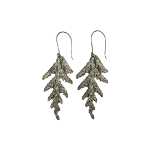 Silver cedar shaped earrings