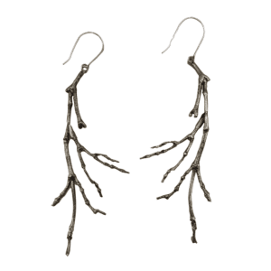 Silver twig earrings