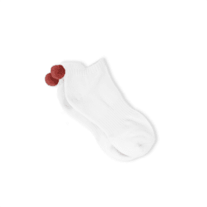 white ankle socks with auburn pompoms